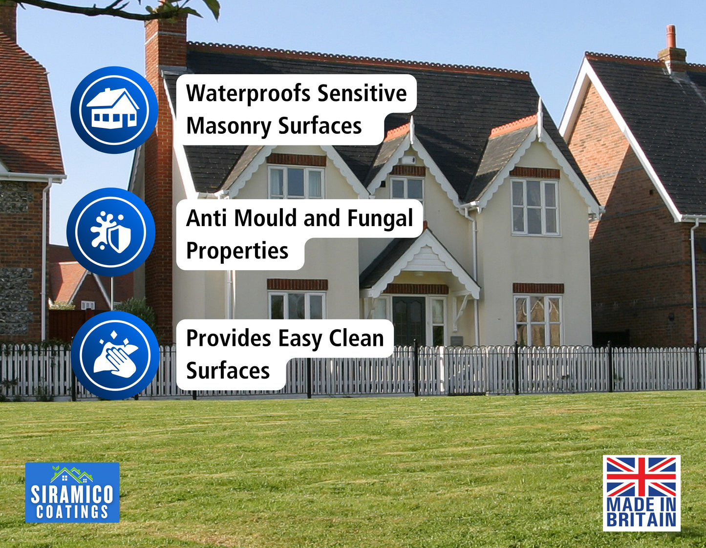 One Coat All in One Masonry Paint with Primer & Sealer | 500ml or 5 Litres - Matt | White - Red - Black - Mid Grey - Dark Grey