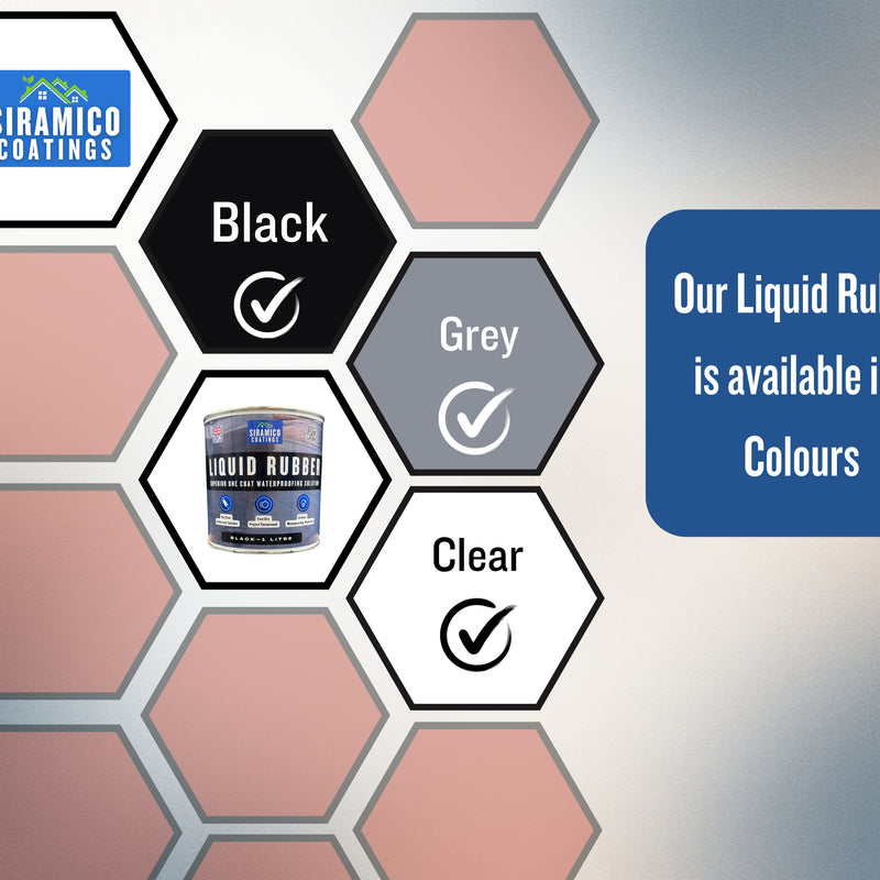 Siramico Coatings Liquid Rubber Roof Coating | 500ml & 1 Litre | Instant Leak Seal Technology I Quick Drying, One Coat Waterproofing Sealant | Black, Grey & Clear