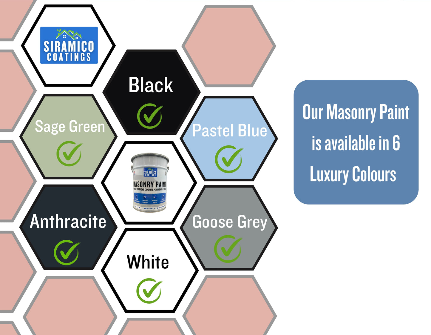 One Coat All in One Masonry Paint with Primer & Sealer | 500ml or 5 Litres - Matt | White - Red - Black - Mid Grey - Dark Grey