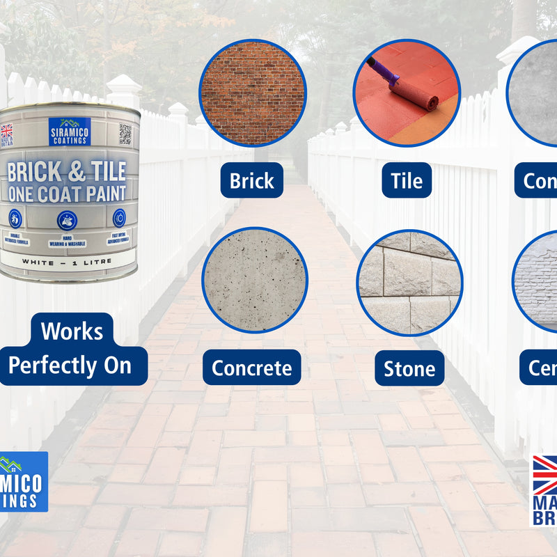 Brick & Tile Paint - Matt White - 1 Litre, 2.5 Litres or 5 Litres
