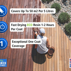 One Coat Anti-Slip Premium Decking Paint & Sealer | 30m² - 5 Litres | Mould & UV Resistant Formula | Cool White - Light Grey - Mid Grey - Dark Grey - Sage Green - Black - Brick Red