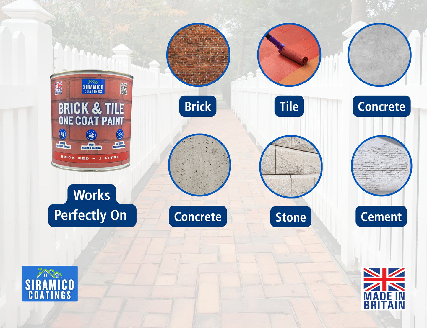 Brick & Tile Paint - Brick Red - 1, 2.5 & 5 Litre