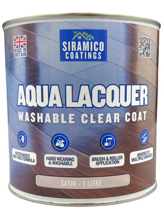 Aqua Lacquer |  1 Litre - Clear Gloss & Satin | Siramico Coatings