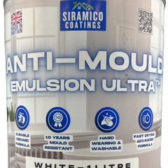 Anti-Mould Emulsion Ultra™ White Paint | 500ml 1 Litre 2.5 Litre or 5 Litre | Siramico Coatings