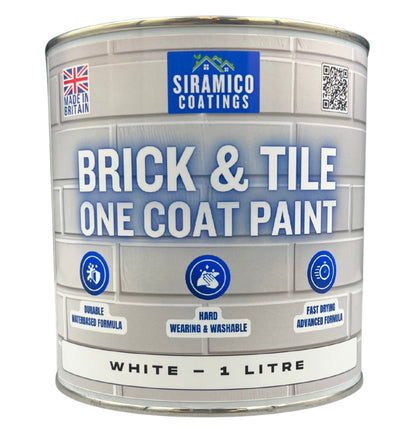 Brick & Tile Paint - Matt White - 1 Litre, 2.5 Litres or 5 Litres
