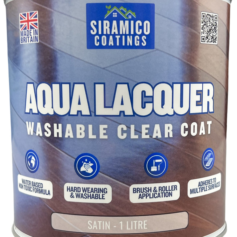 Aqua Lacquer |  1 Litre - Clear Gloss & Satin | Siramico Coatings