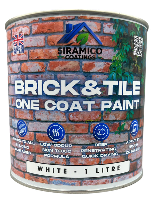 Brick & Tile Paint - Matt White - 1 Litre, 2.5 Litres or 5 Litres