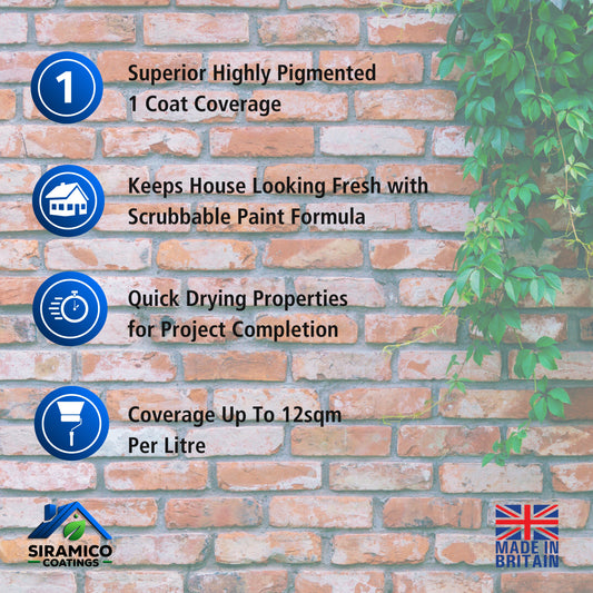 Brick & Tile Paint - Matt White - 1 Litre, 2.5 Litres or 5 Litres