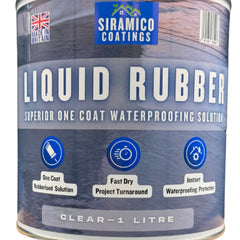 Siramico Coatings Liquid Rubber Roof Coating | 500ml & 1 Litre | Instant Leak Seal Technology I Quick Drying, One Coat Waterproofing Sealant | Black, Grey & Clear
