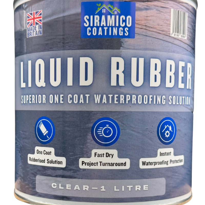 Siramico Coatings Liquid Rubber Roof Coating | 500ml & 1 Litre | Instant Leak Seal Technology I Quick Drying, One Coat Waterproofing Sealant | Black, Grey & Clear