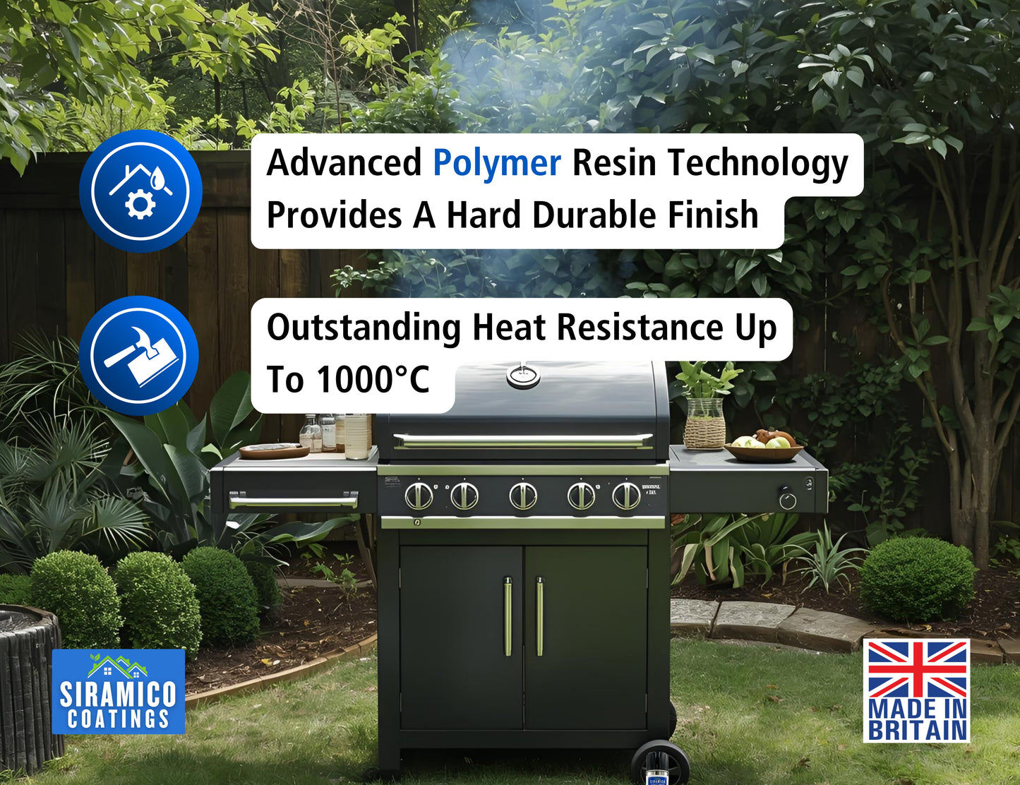 BBQ & Stove High Temperature up to 1000°C Paint | 500ml or 1 Litre  Black, White or Red - Matt | Siramico Coatings