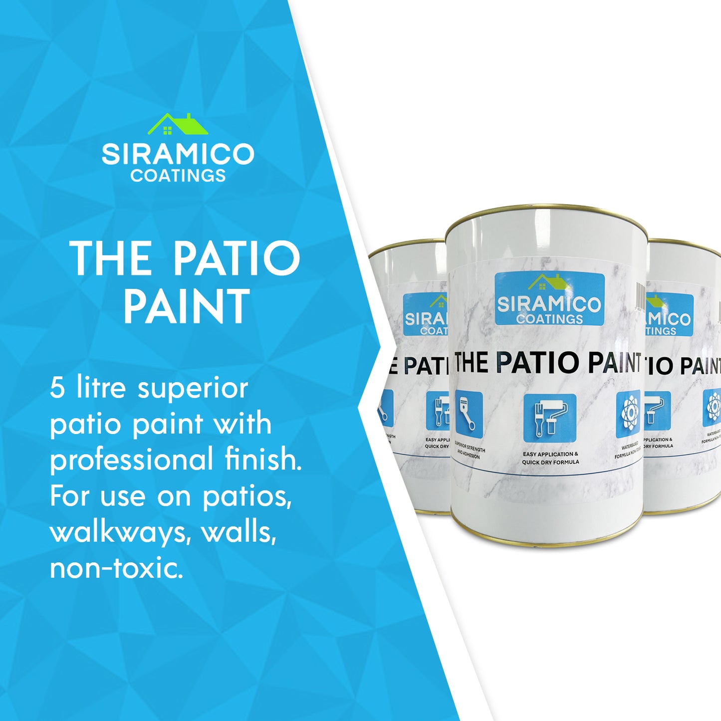 Paint for Patios | Dark Grey – 5 Litre | Siramico Coatings