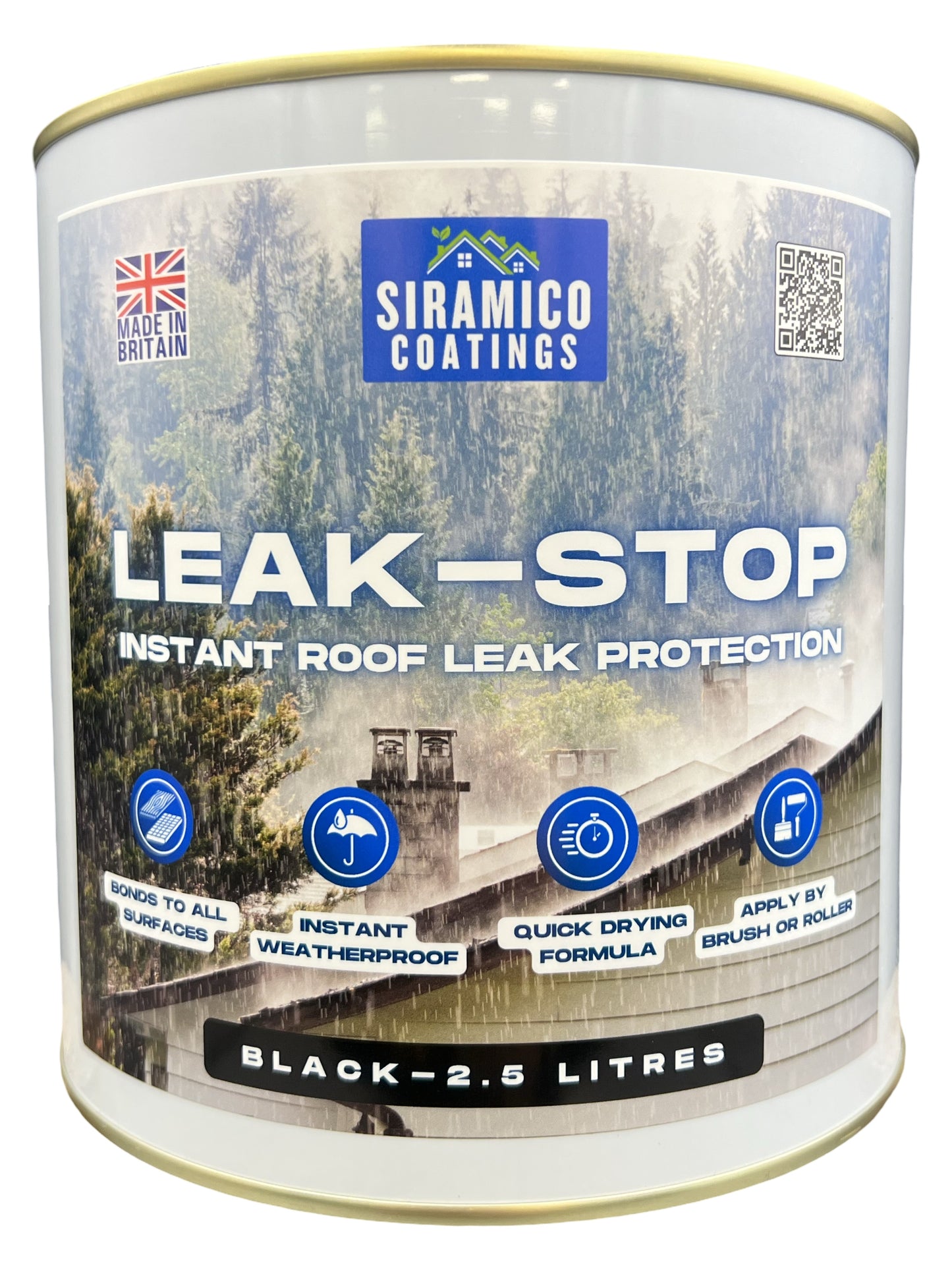 Leak-Stop™ Rapid Roof Repair | Black - 1 or 2.5 Litres | Instant Leak Prevention Solution