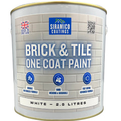 Brick & Tile Paint - Matt White - 1 Litre, 2.5 Litres or 5 Litres