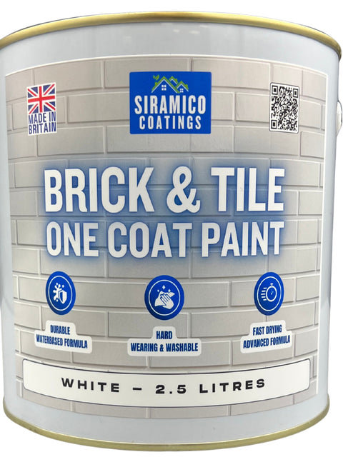 Brick & Tile Paint - Matt White - 1 Litre, 2.5 Litres or 5 Litres
