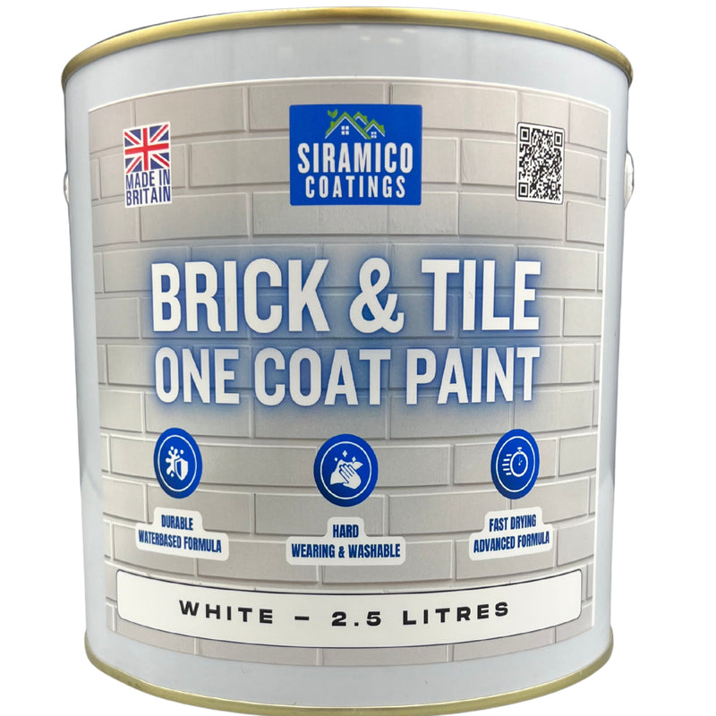 Brick & Tile Paint - Matt White - 1 Litre, 2.5 Litres or 5 Litres