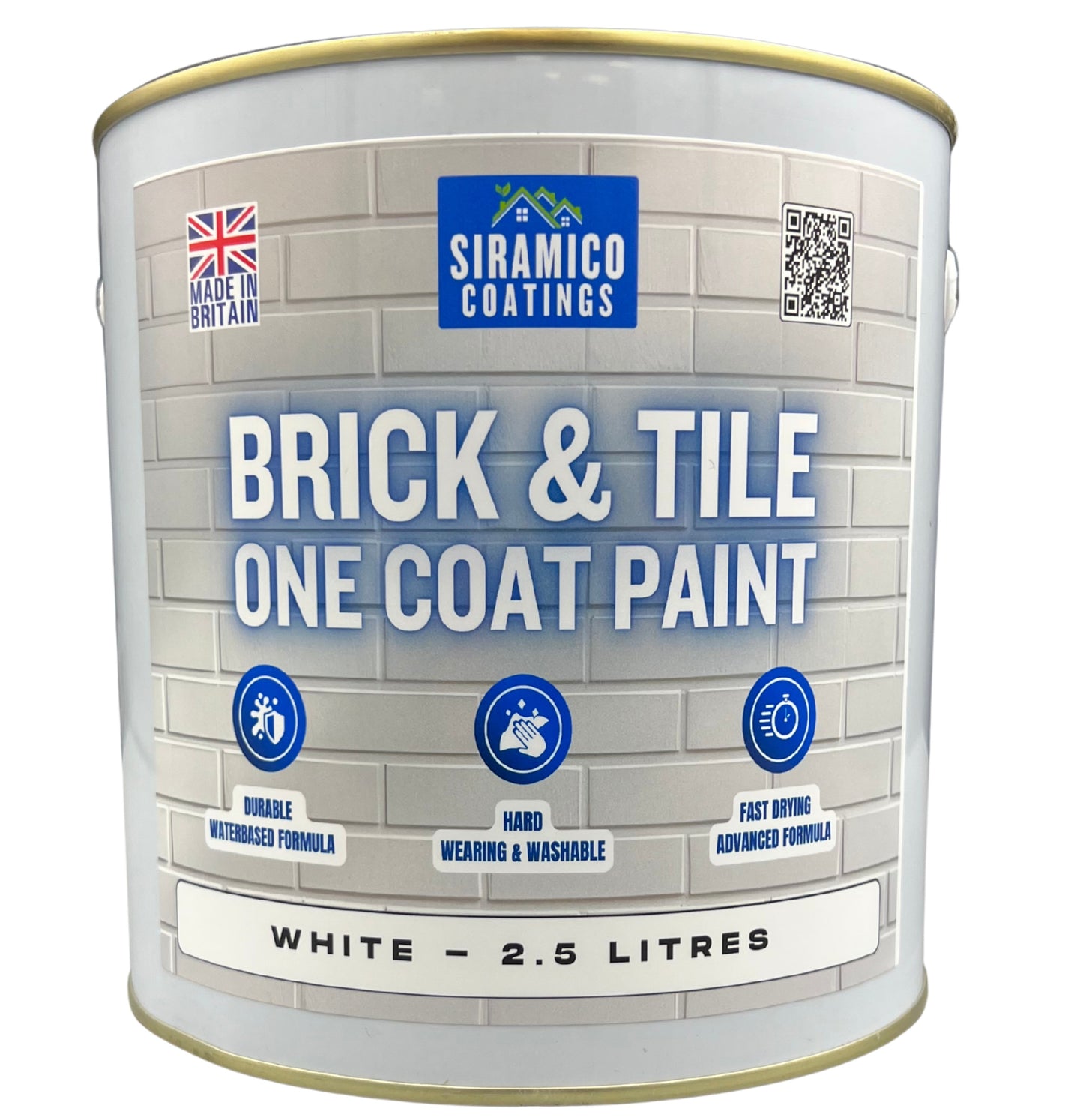 Brick & Tile Paint - Matt White - 1 Litre, 2.5 Litres or 5 Litres