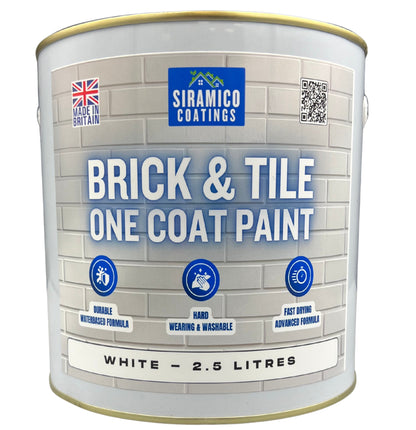Brick & Tile Paint - Matt White - 1 Litre, 2.5 Litres or 5 Litres
