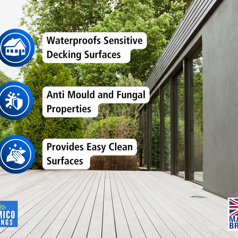 One Coat Anti-Slip Premium Decking Paint & Sealer | 30m² - 5 Litres | Mould & UV Resistant Formula | Cool White - Light Grey - Mid Grey - Dark Grey - Sage Green - Black - Brick Red