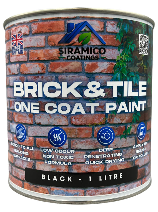 Brick & Tile Paint | Black | 1 Litre, 2.5 Litres or 5 Litres | Siramico Coatings