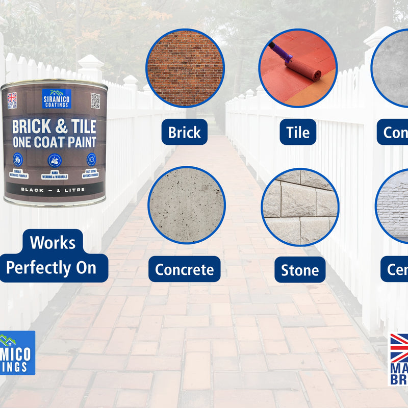 Brick & Tile Paint | Black | 1 Litre, 2.5 Litres or 5 Litres | Siramico Coatings