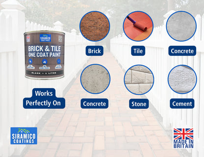 Brick & Tile Paint | Black | 1 Litre, 2.5 Litres or 5 Litres | Siramico Coatings