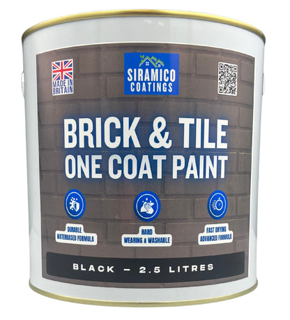 Brick & Tile Paint | Black | 1 Litre, 2.5 Litres or 5 Litres | Siramico Coatings