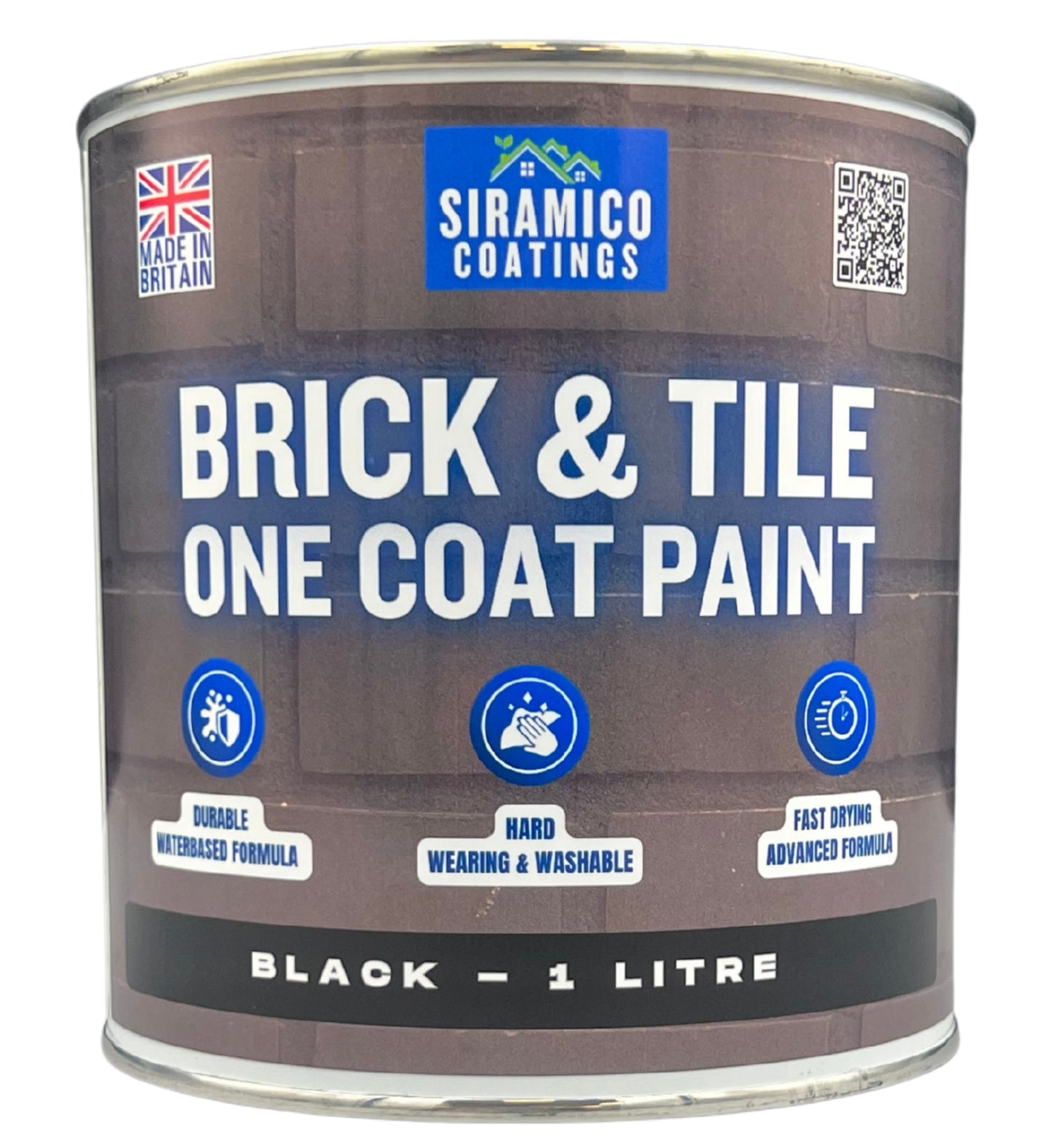 Brick & Tile Paint | Black | 1 Litre, 2.5 Litres or 5 Litres | Siramico Coatings