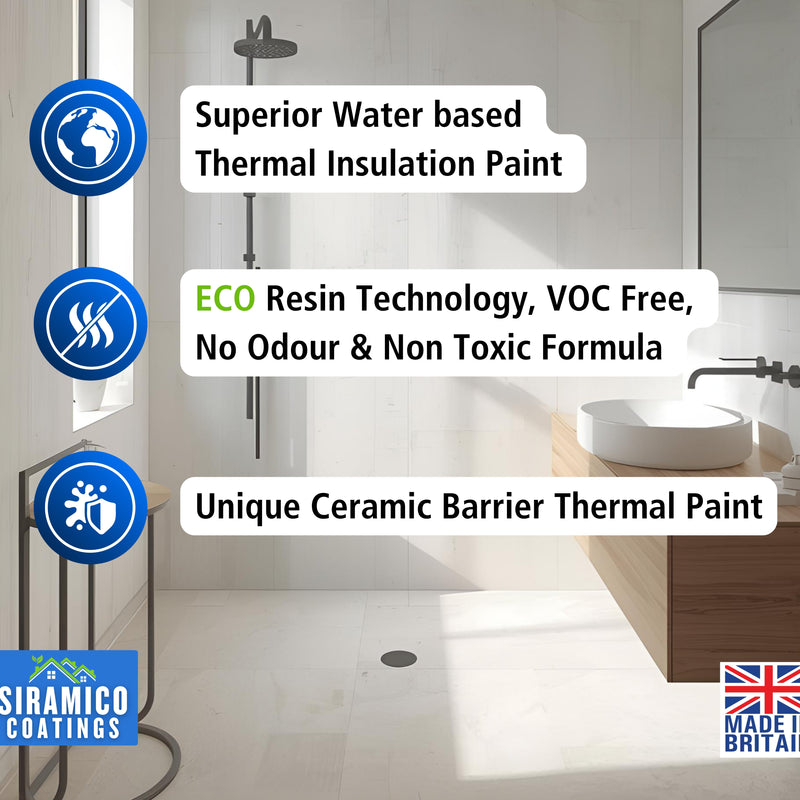 Thermal Insulation Coating for Walls, Cladding and Containers - White Matt Finish
