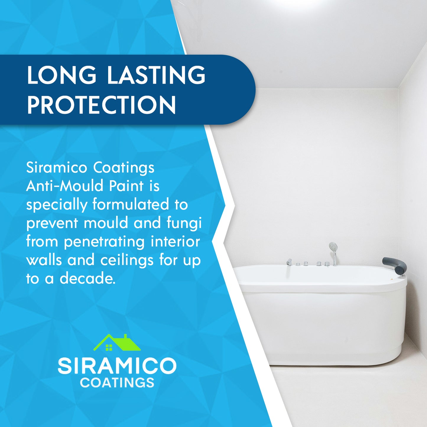 Anti Mould Paint | 1 Litre - Matt White | Siramico Coatings