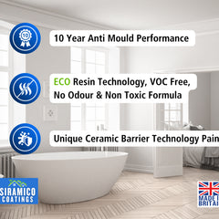 Anti-Mould Emulsion Ultra™ White Paint | 500ml 1 Litre 2.5 Litre or 5 Litre | Siramico Coatings