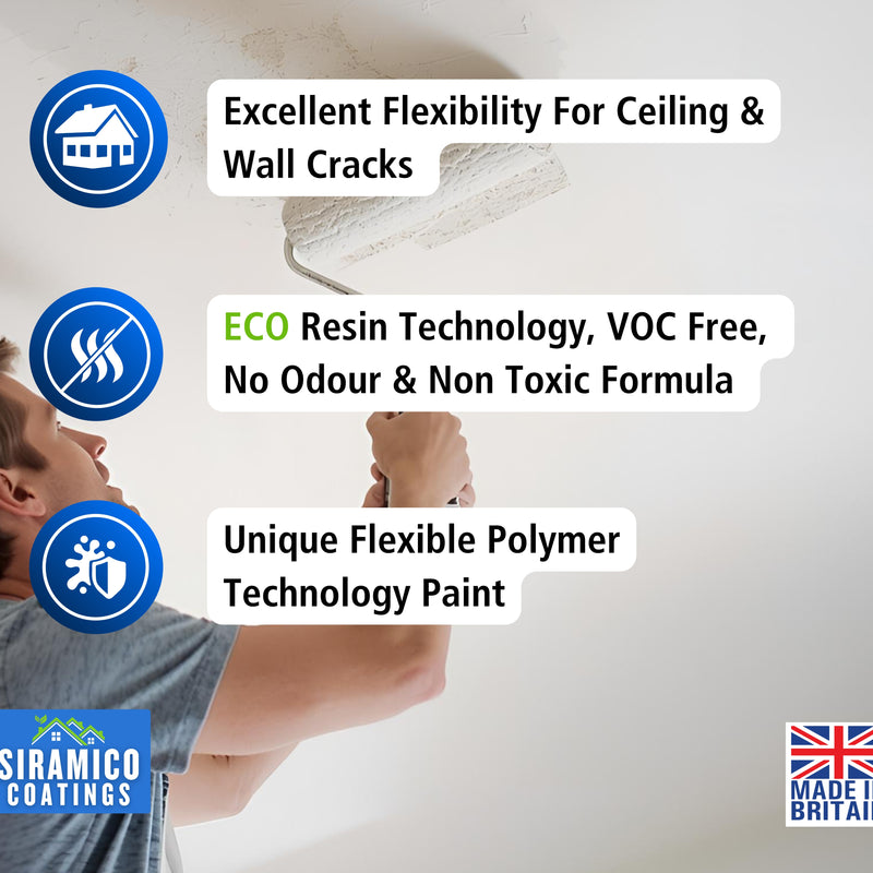 Siramico | FlexiiPaint | Crack Resistant Ceiling & Wall Paint | Flexible Formula