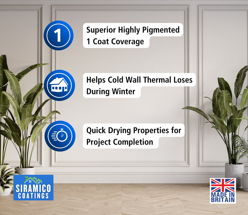 Thermal Insulation Coating for Walls, Cladding and Containers - White Matt Finish