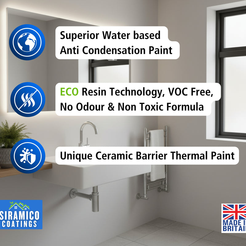 Anti Condensation Thermal Paint | 1 & 5 Litres - Matt White | British Made | Siramico Coatings