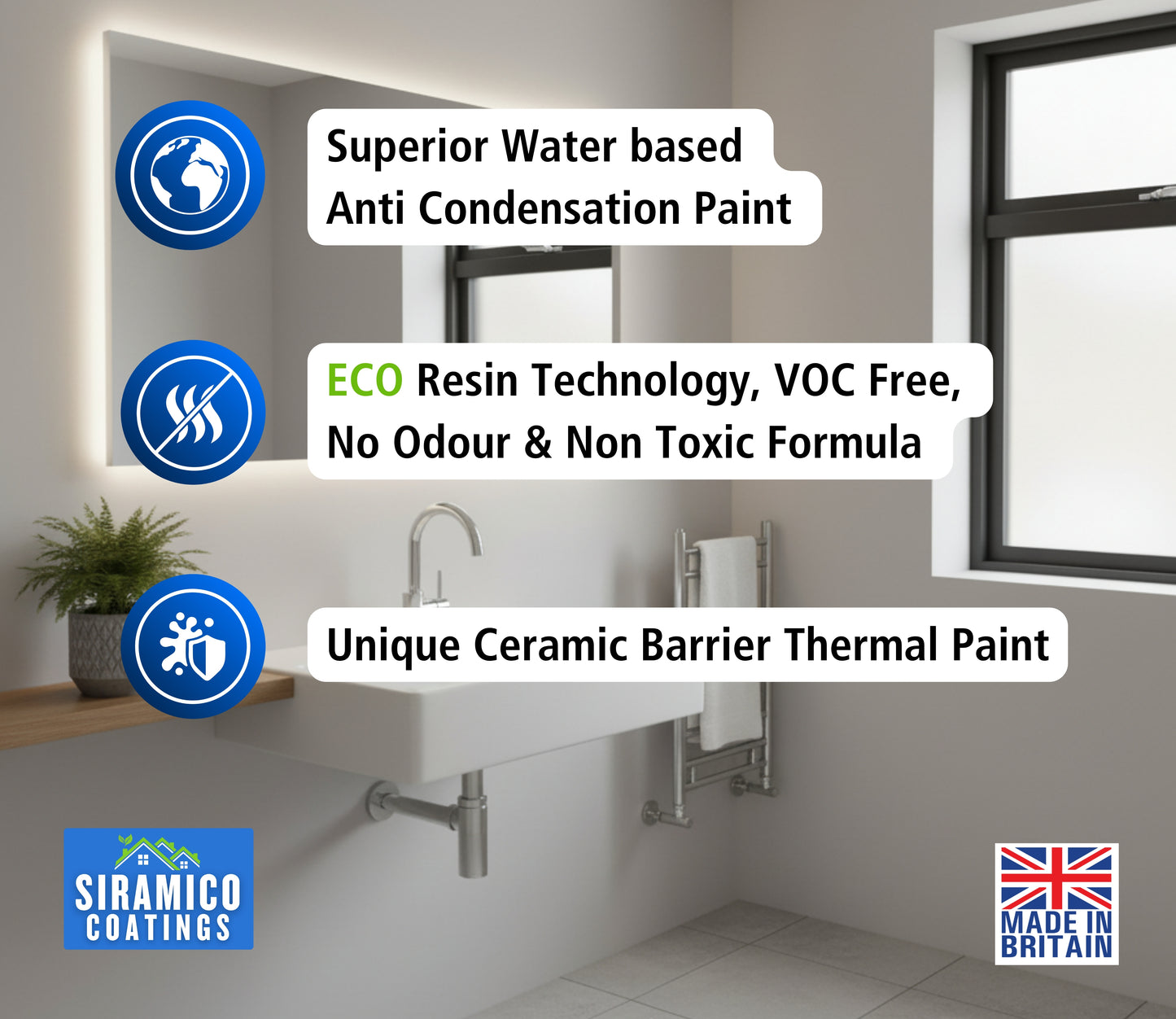 Anti Condensation Thermal Paint | 1 & 5 Litres - Matt White | British Made | Siramico Coatings