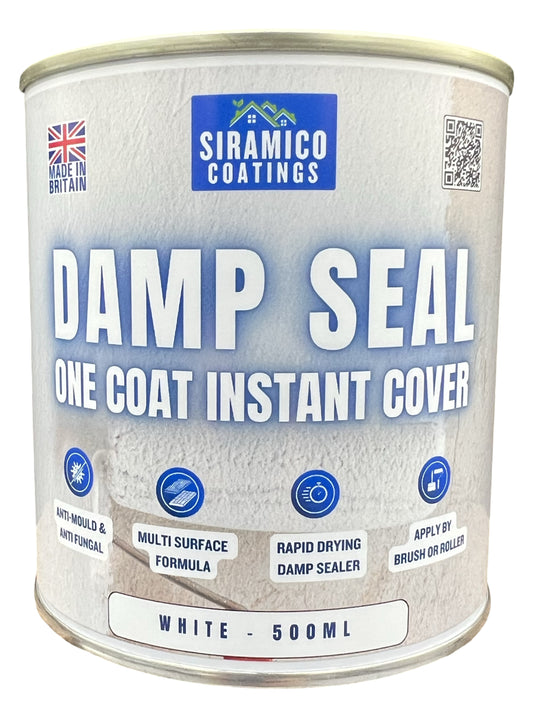 Damp Seal One Coat | 1, 2.5 & 5 Litres - Matt White | Siramico Coatings