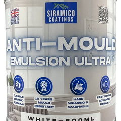 Anti-Mould Emulsion Ultra™ White Paint | 500ml 1 Litre 2.5 Litre or 5 Litre | Siramico Coatings