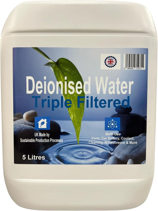 Deionised Water Triple Filtered 5 L  Ideal for Irons, Car Batteries, Windscreens