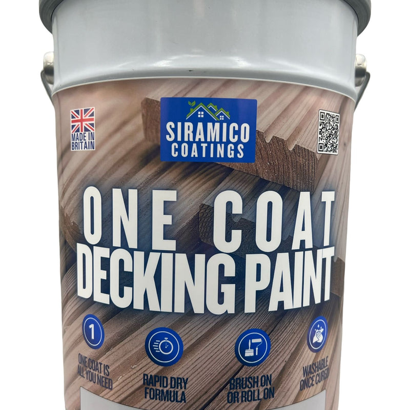 One Coat Anti-Slip Premium Decking Paint & Sealer | 30m² - 5 Litres | Mould & UV Resistant Formula | Cool White - Light Grey - Mid Grey - Dark Grey - Sage Green - Black - Brick Red