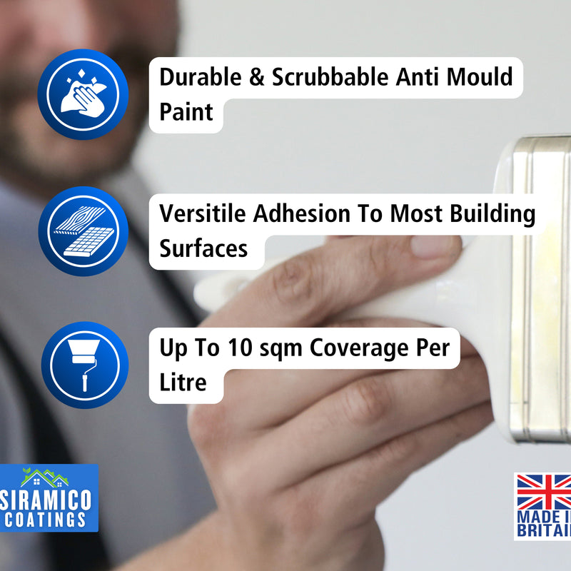 Anti-Mould Emulsion Ultra™ White Paint | 500ml 1 Litre 2.5 Litre or 5 Litre | Siramico Coatings
