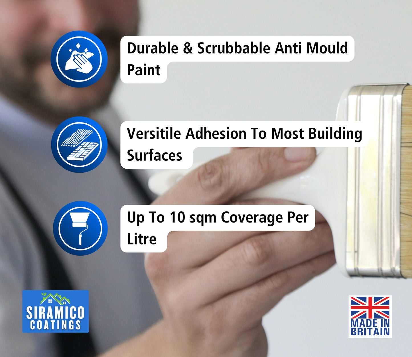 Anti-Mould Emulsion Ultra™ White Paint | 500ml 1 Litre 2.5 Litre or 5 Litre | Siramico Coatings