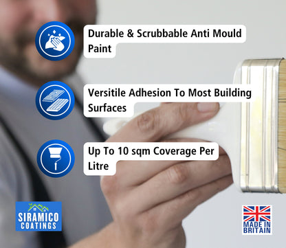 Anti-Mould Emulsion Ultra™ White Paint | 500ml 1 Litre 2.5 Litre or 5 Litre | Siramico Coatings