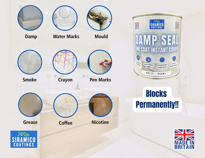 Damp Seal One Coat | 1, 2.5 & 5 Litres - Matt White | Siramico Coatings