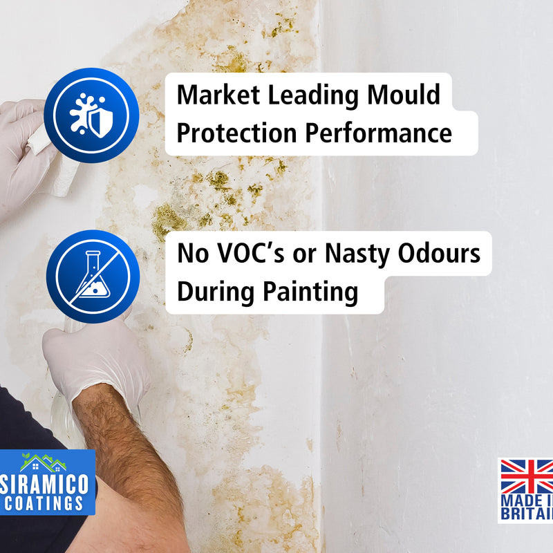 Anti-Mould Emulsion Ultra™ White Paint | 500ml 1 Litre 2.5 Litre or 5 Litre | Siramico Coatings