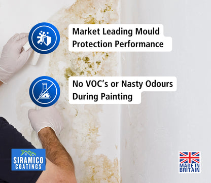 Anti-Mould Emulsion Ultra™ White Paint | 500ml 1 Litre 2.5 Litre or 5 Litre | Siramico Coatings