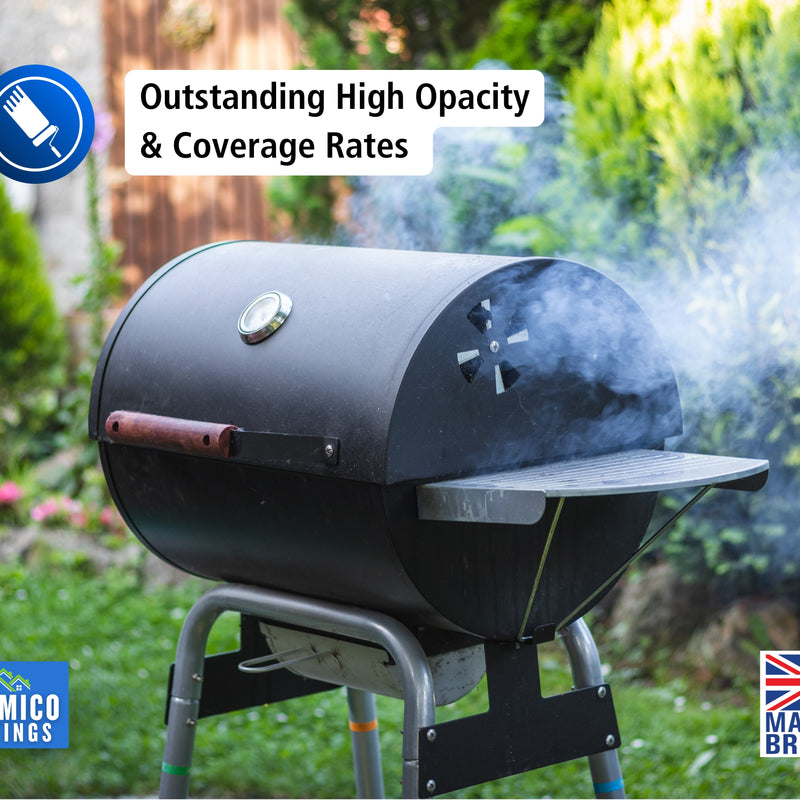BBQ & Stove High Temperature up to 1000°C Paint | 500ml or 1 Litre  Black, White or Red - Matt | Siramico Coatings