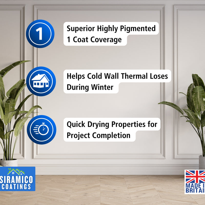 Anti Condensation Thermal Paint | 1 & 5 Litres - Matt White | British Made | Siramico Coatings