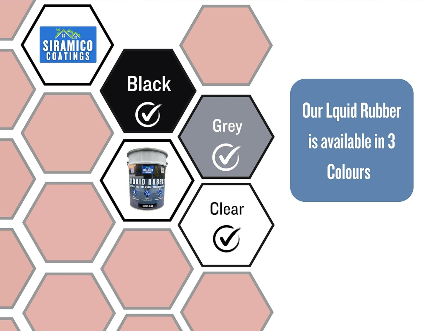 Siramico Liquid Rubber Roof Coating | 5 Litres | Instant Leak Seal Technology I Quick Drying, One Coat Waterproofing Sealant | Black, Grey & Clear