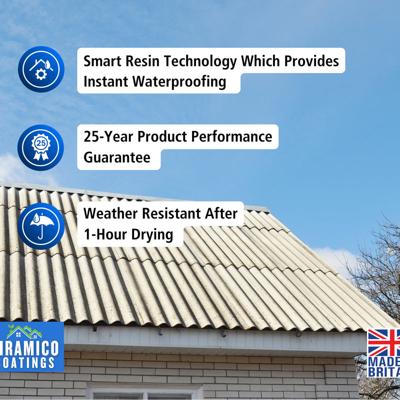 Siramico - Asbestos Guard™ | Sealant Paint & Coating - Full Protection for Cladding, Gutters and Roofs | 1 Litre or 5 Litres - Clear, Grey or Black