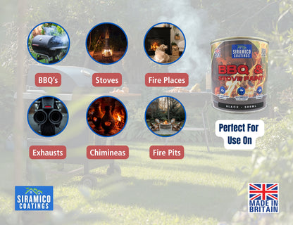BBQ & Stove High Temperature up to 1000°C Paint | 500ml or 1 Litre  Black, White or Red - Matt | Siramico Coatings